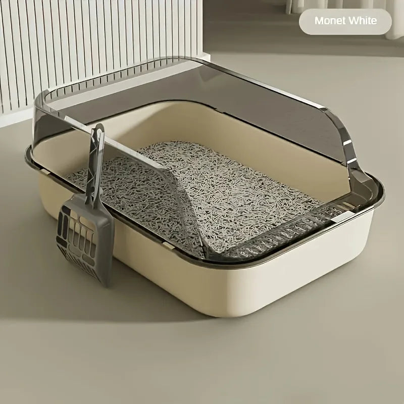 Three-Piece Suit,High Quality Plastic Litter Box Semi-Enclosed,Convenient for Cats to Enter and Exit,Attached Cat Litter Scoop