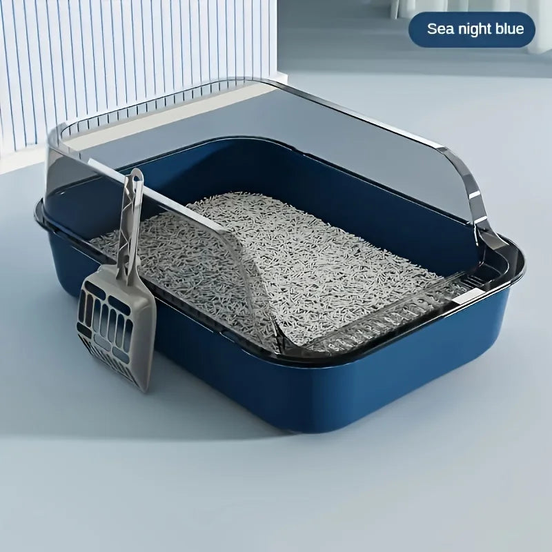 Three-Piece Suit,High Quality Plastic Litter Box Semi-Enclosed,Convenient for Cats to Enter and Exit,Attached Cat Litter Scoop