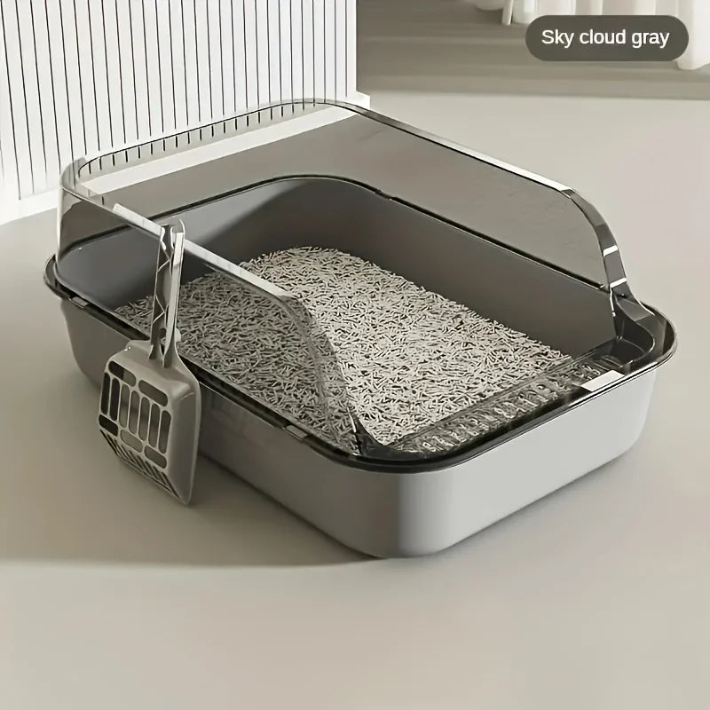Three-Piece Suit，High Quality Plastic Litter Box Semi-Enclosed，Convenient for Cats to Enter and Exit，Attached Cat Litter Scoop