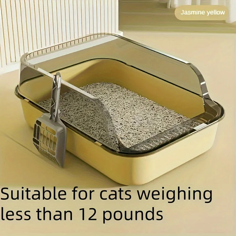 Three-Piece Suit，High Quality Plastic Litter Box Semi-Enclosed，Convenient for Cats to Enter and Exit，Attached Cat Litter Scoop