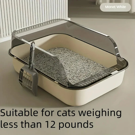 Three-Piece Suit，High Quality Plastic Litter Box Semi-Enclosed，Convenient for Cats to Enter and Exit，Attached Cat Litter Scoop