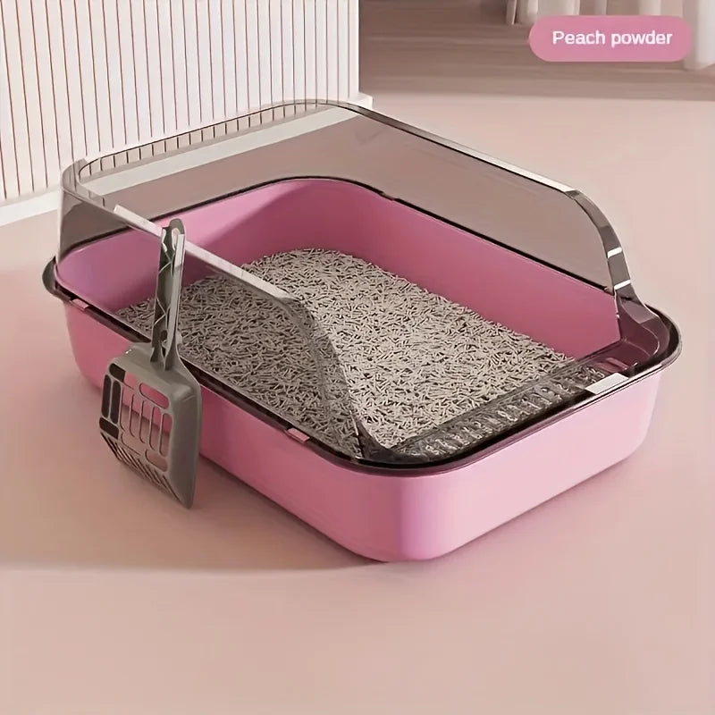Three-Piece Suit，High Quality Plastic Litter Box Semi-Enclosed，Convenient for Cats to Enter and Exit，Attached Cat Litter Scoop