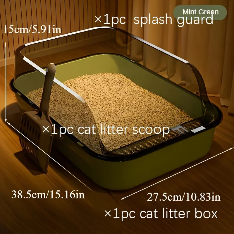 Three-Piece Suit，High Quality Plastic Litter Box Semi-Enclosed，Convenient for Cats to Enter and Exit，Attached Cat Litter Scoop