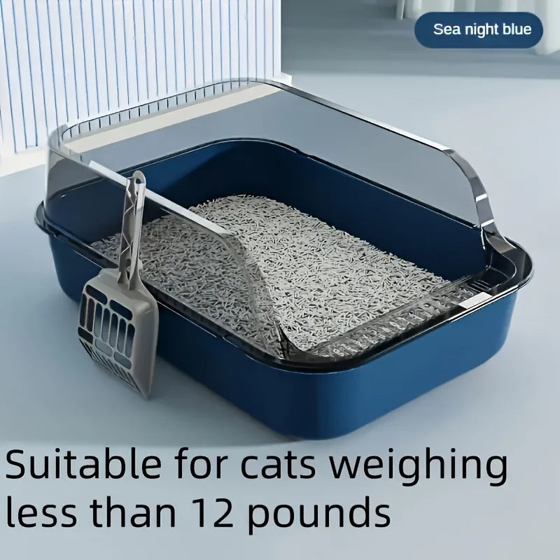 Three-Piece Suit，High Quality Plastic Litter Box Semi-Enclosed，Convenient for Cats to Enter and Exit，Attached Cat Litter Scoop