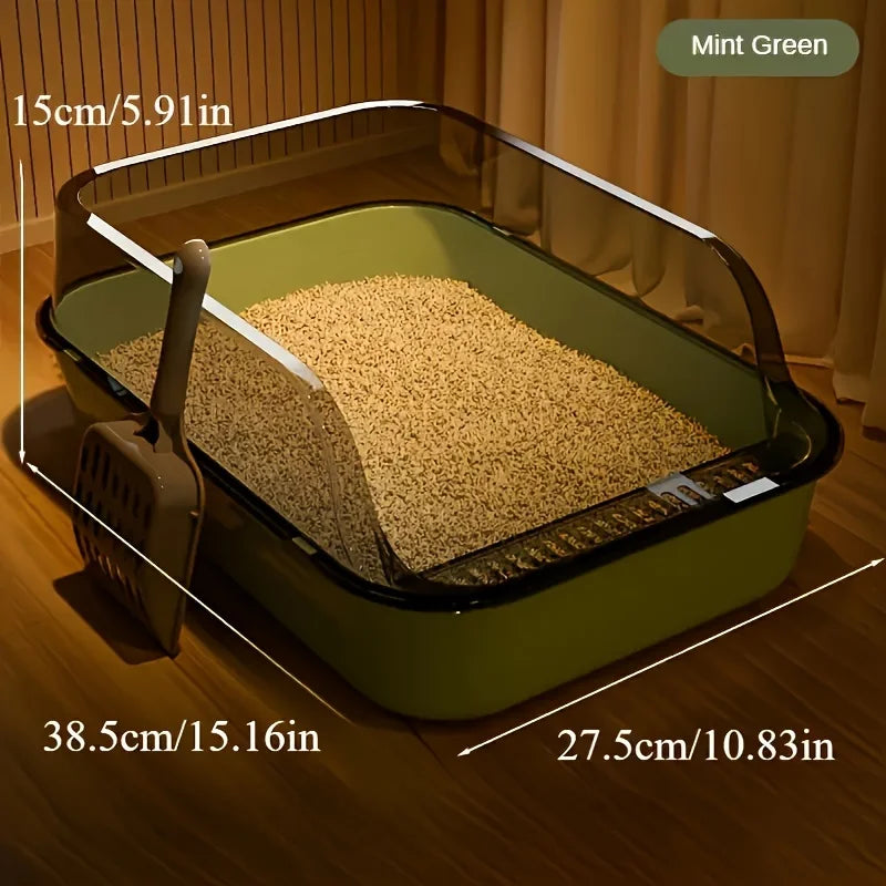 Three-Piece Suit，High Quality Plastic Litter Box Semi-Enclosed，Convenient for Cats to Enter and Exit，Attached Cat Litter Scoop