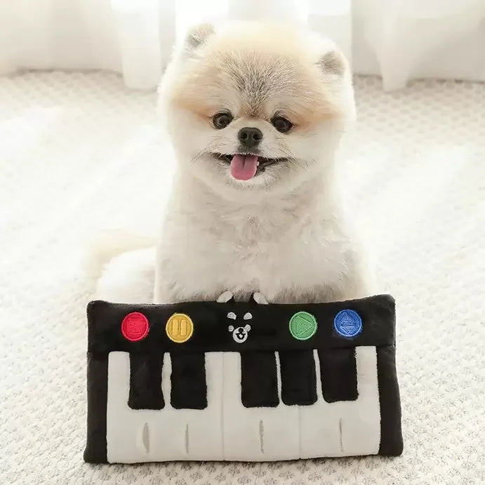 Piano Pet Treat Hiding Toy, squeaky fun, Interactive Plush Toy for Dogs, ideal pet gift, small medium dogs